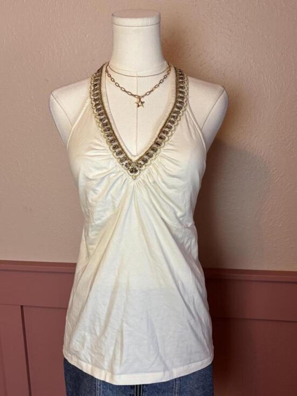 beaded halter going out top  ana white sz xl